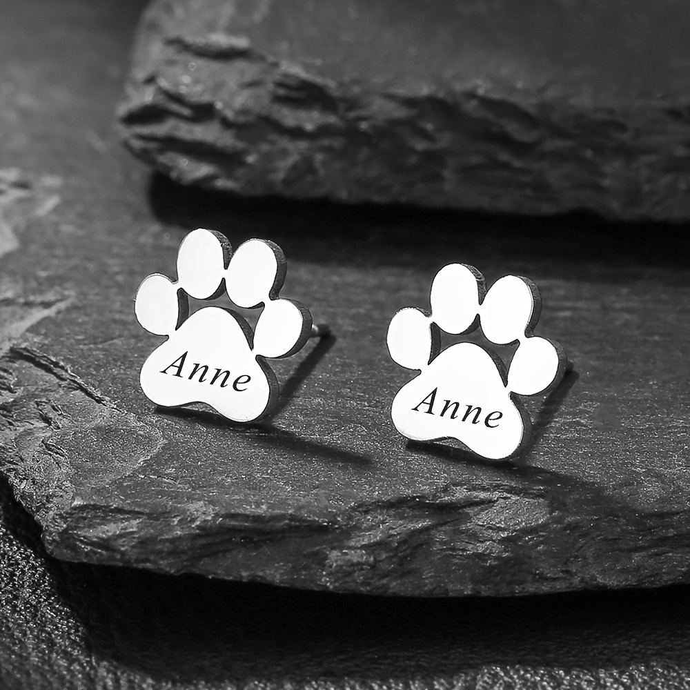 TEMU Orecchini da donna a forma di di cane in acciaio inossidabile 304, piccoli e carini - Orecchini personalizzati con dell'animale e del