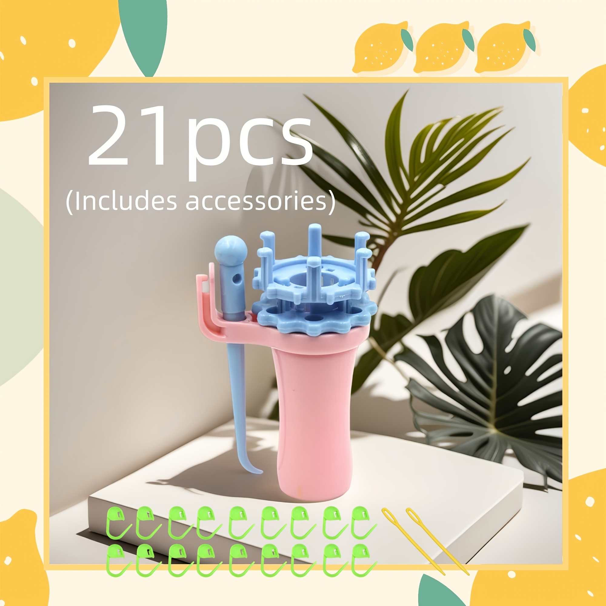 TEMU 21pcs Double-ended Braiding Tool With Interchangeable Heads - Suitable For Diy Braiding, Cord Winding, Crochet & Weaving, Cord Winder For