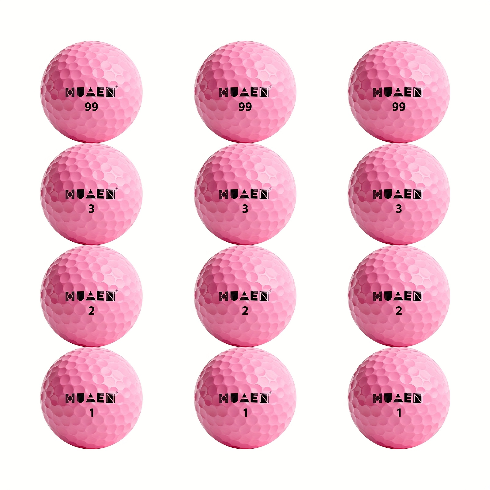 HUAEN Barvne žogice za golf - 2 plast - Največja razdalja, Optimalna kontrola vrtenja, Paket 12