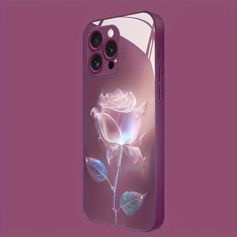 

Elegant Rose Glass Phone Case For 15/14/13/12/11/xsm/xr/xs/x/7: Protect Your Device With Style