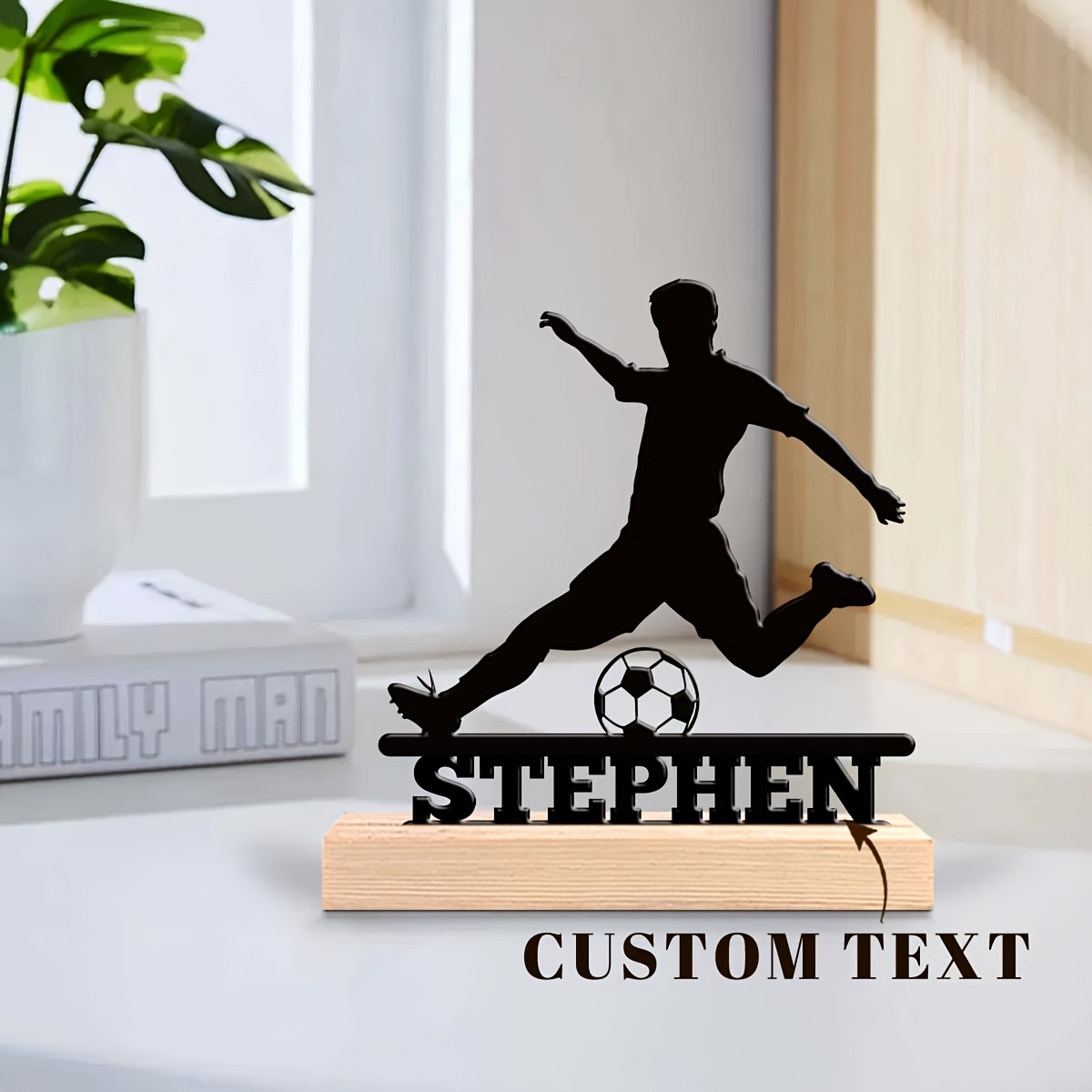 TEMU 2d Flat, Custom Metal Football Player Desktop Sign With "stephen" Nameplate - -themed Desk Decor, Suitable For Home, Office, Hotel, Cafe, Club -