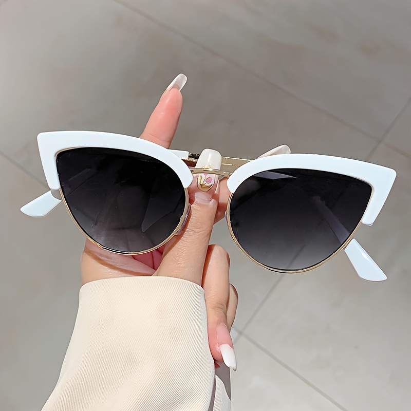 

Cat Eye Women Glasses Semi-rimless Metal Frame Fashion Multi Colored Glasses Suitable For Daily Travel Decoration Shades