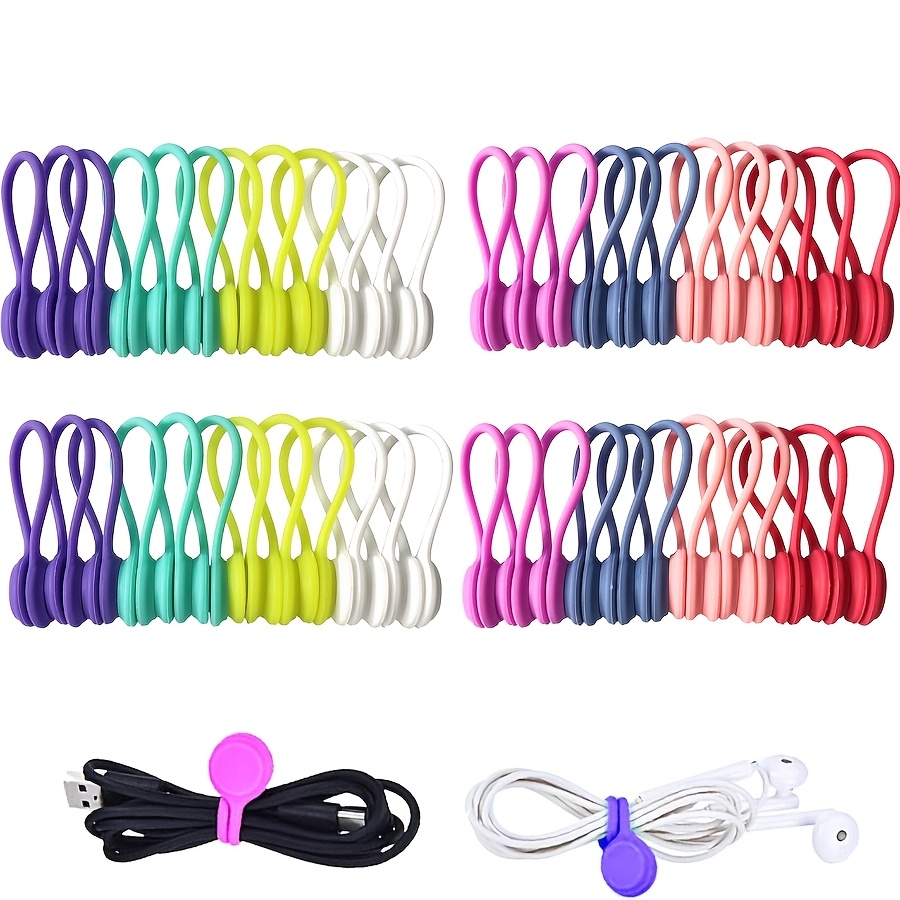 

48 Pack Silicone Magnetic Cable Ties, Reusable Clips, Portable Book Markers, Fridge Magnets, Management For Cables Without Electricity, Desk & Drawer Organizer For Home Storage