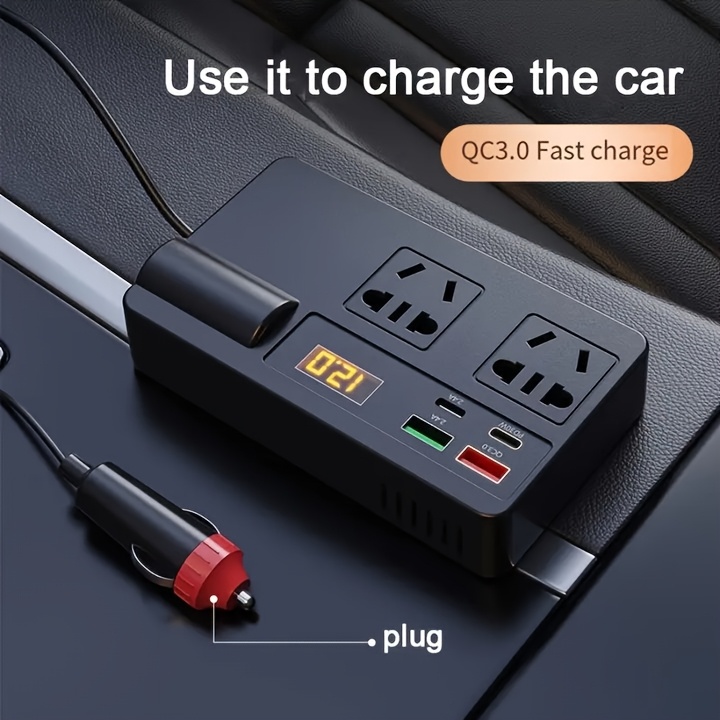 automotive inverter converter 12v 24v to 220v universal model voltage monitoring quick charger with usb pd multi functional power socket for   car plug 36v operating voltage no battery required details 2