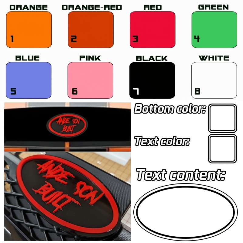 TEMU Personalized Car Emblem Badge - Custom Text/logo Suitable For Vehicle Types, 3d Double-layer Acrylic Oval Badge With Self- Text/logo, Exterior