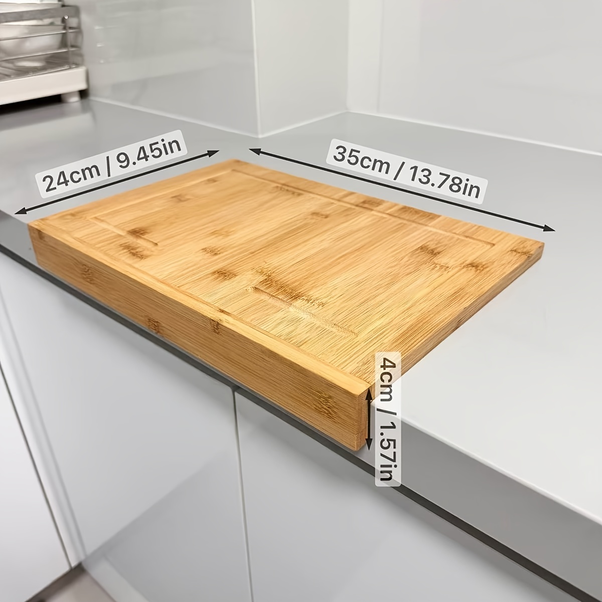 Large Bamboo Cutting Board - Heavy-duty Wood Chopping Board With Edge, Non-porous Surface & Easy-clean, For Meat, Vegetables, Fruits - Bamboo Wood Board Compatible With