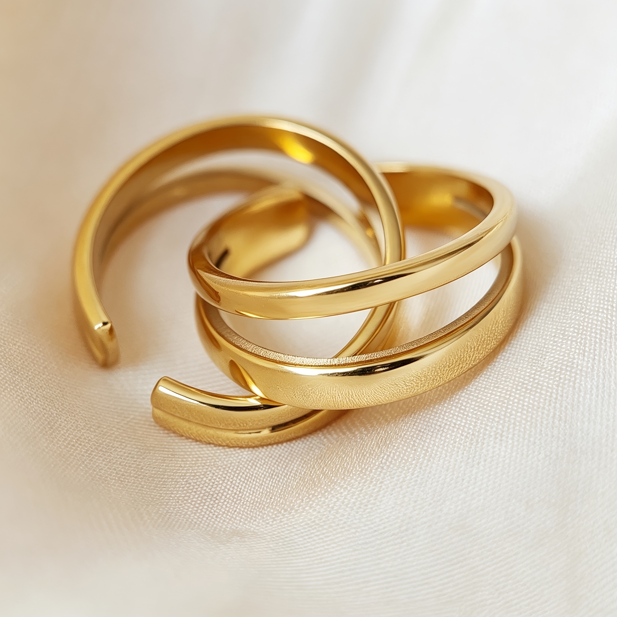Double-Layer Interlocking Open Ring, Elegant Design