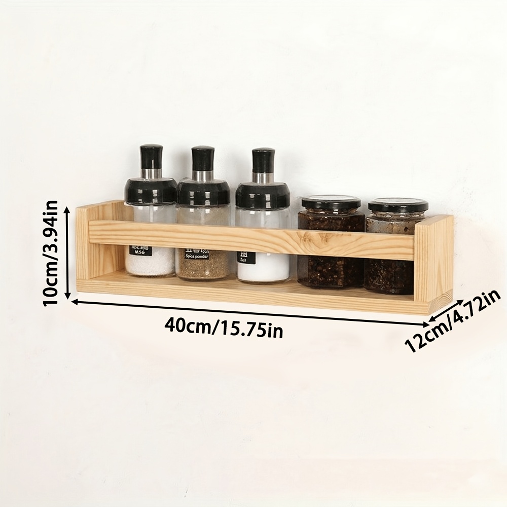 TEMU Un étagère mural robuste et durable, idéale pour un support à épices à une seule rangée , et parfaite pour une décoration de salon minimaliste.