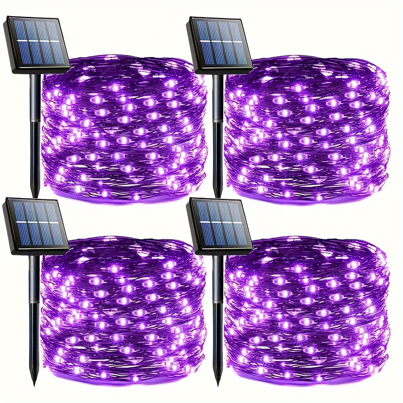 

1 Piece, Solar Purple Copper Wire Light, 100leds39.37ft, 300leds104.99ft, Suitable For Garden Decoration, Diy, Scene Layout