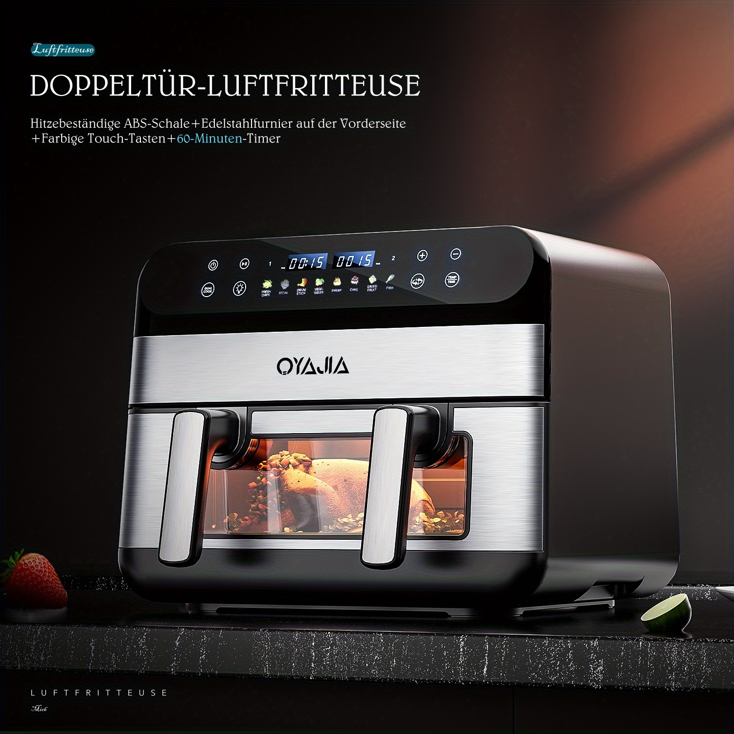 10L Dubbele Deur Airfryer met Gesplitste Kookfunctie 5L + 5L