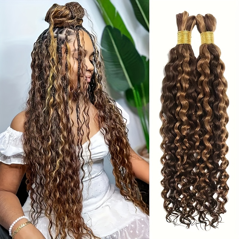 Deep Wave Brazilian Hair Bundles For Women 100 Braiding Hair No Weft Bulk Human Hair For Micro Braids Soft And Free 100g 2 Bundles Per Pack Applicable For Africans