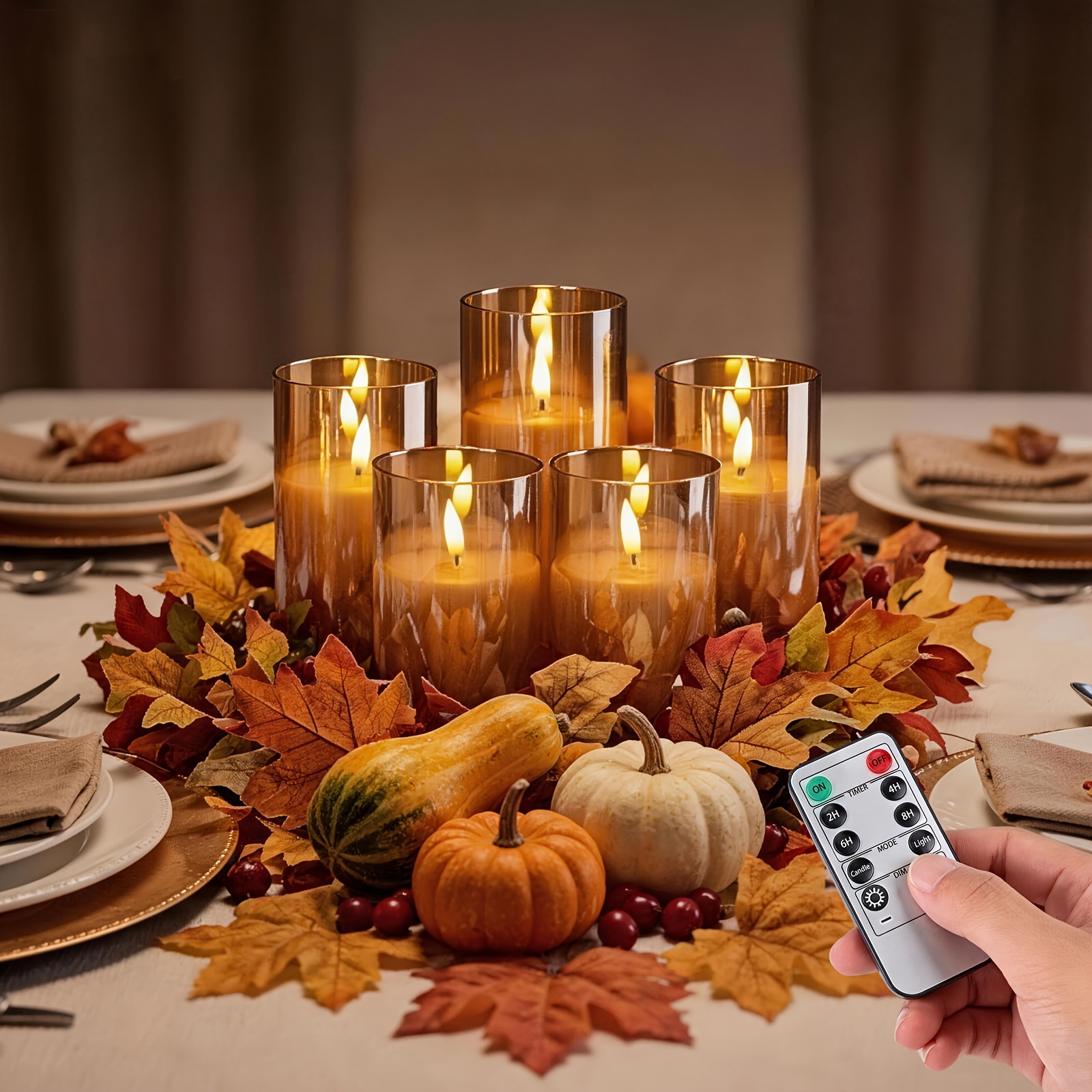 5-Pack Remote Control LED Flameless Pillar Candles with Timer Function