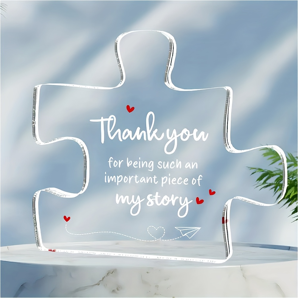 TEMU [] [] [1pc Thank You Gift Plaque] Acrylic Puzzle Piece Decorative Plaque, Contemporary Style Multipurpose Thank You Sign, Teacher Appreciation,