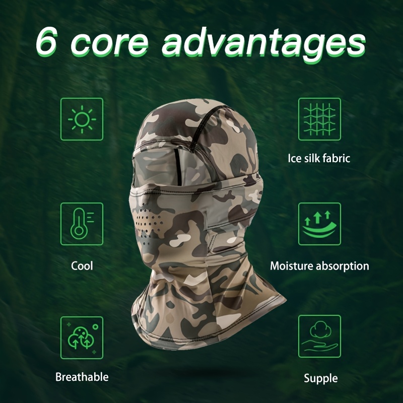 A Summer Tactical Camouflage Hood for Men And Women, Suitable for Outdoor Fishing, Sun Protection, Cycling, Made of Breathable .