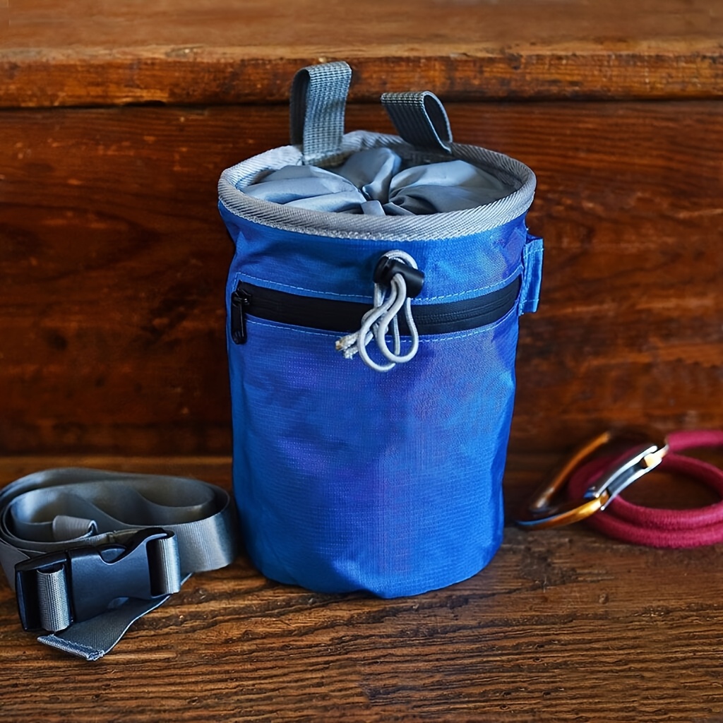 outdoor mountaineering waist hanging   powder bag gymnastics pole dance non slip pink bag nylon mountaineering chalk bag with drawstring opening and closing adjustable shoulder strap and zipper pocket high quality magnesium powder bag