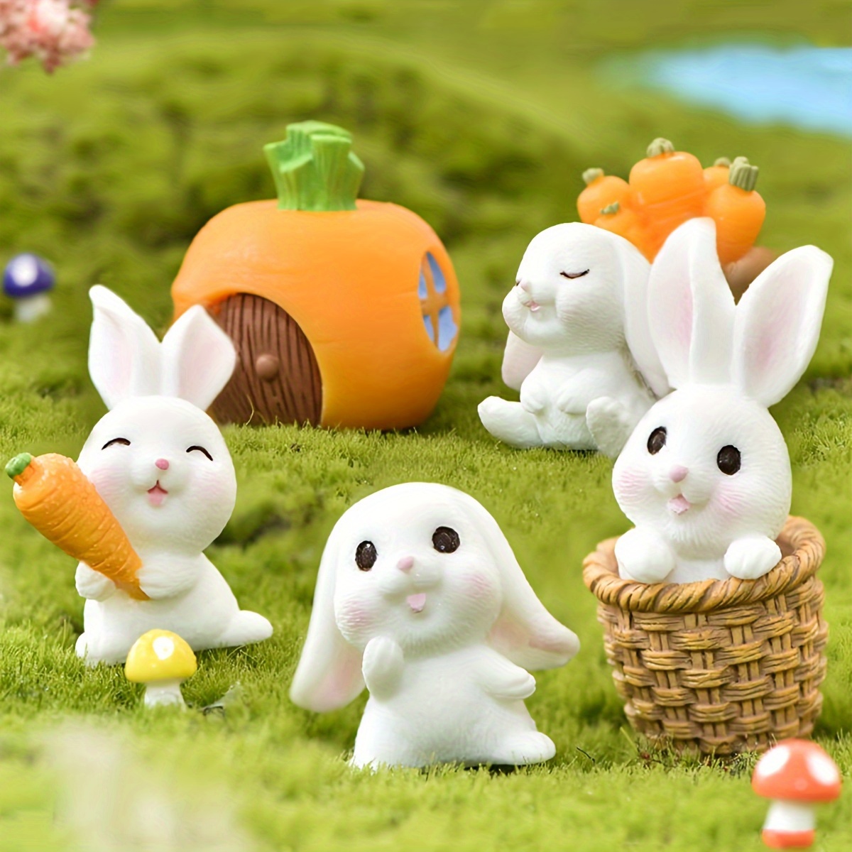 

Ensemble de 4 pièces de Décoration Mignonne de Lapin en Résine pour , Mini Statue de Lapin, Décoration Mini Paysage pour