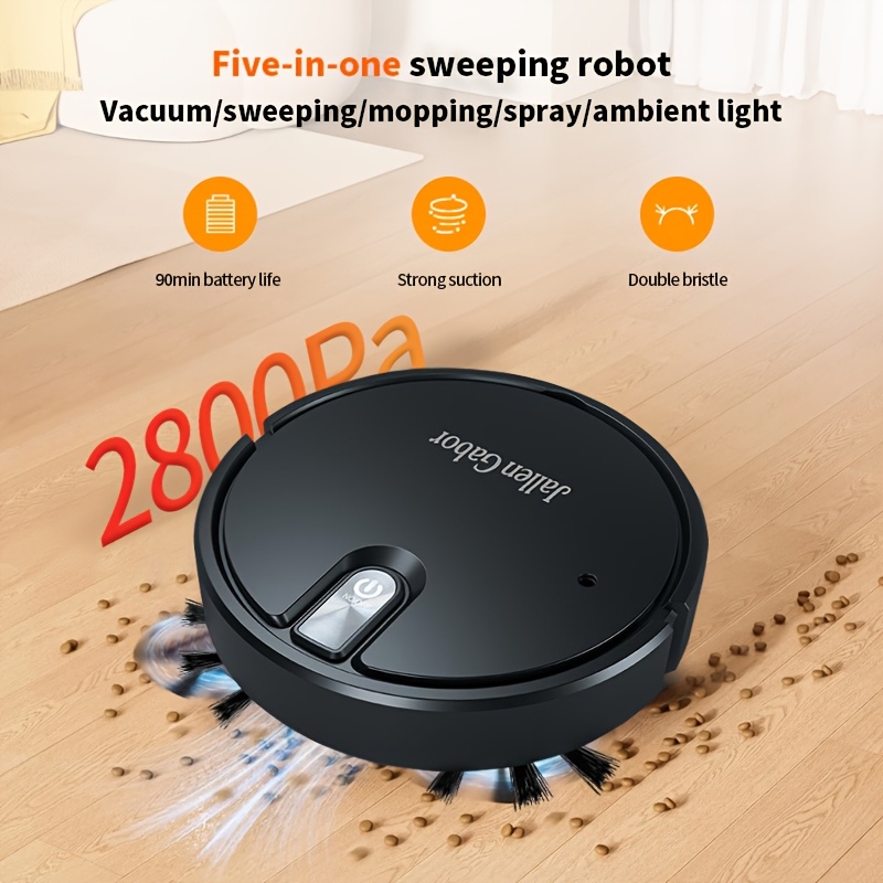  , multi-functional sweeping robot, suitable for living room cleaning, pet hair cleaning, daily garbage cleaning, with 2800pa super suction, powerful garbage cleaning, of working time, usb fast charging, suitable as a gift, family use details 1