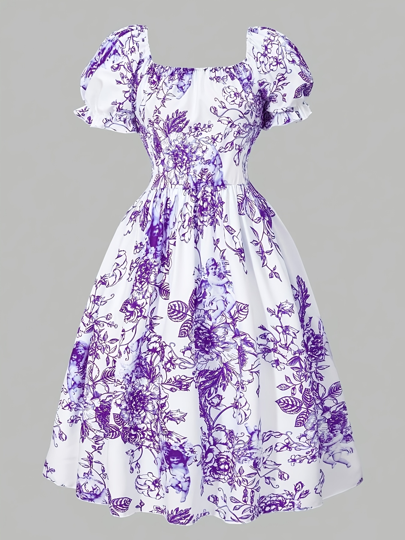 A Girls Patterns Puffed Sleeves Featuring A