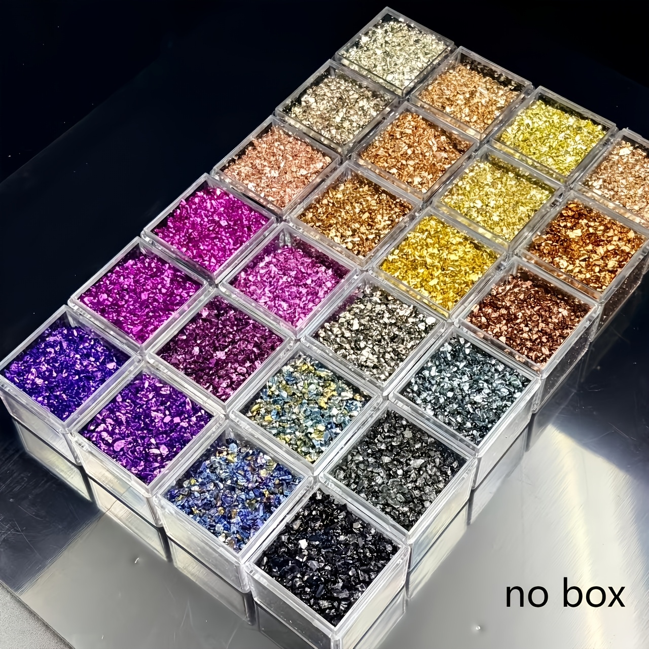 TEMU 24 Colores | 120 Gramos, 1-3 Mm Chips de Vidrio Irregulares de Calidad, Diseñados Específicamente para Manualidades, Nail Art, Fabricación de