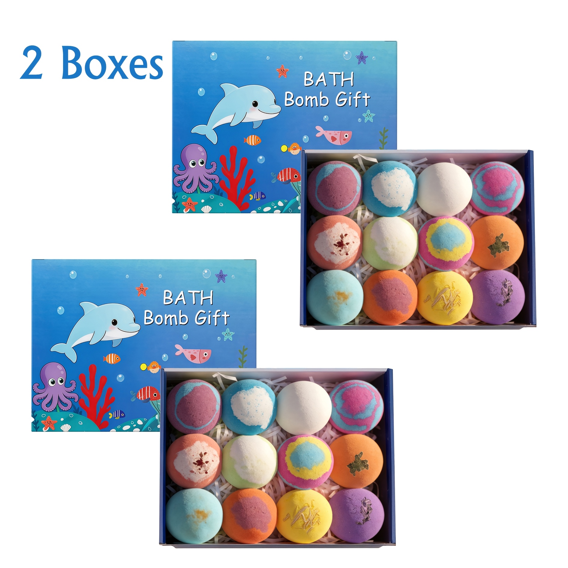 TEMU 2boxes Surprise Toy Salt Bath Ball.full Set Of 12 Random Marine Animal Styles, Each 50g, Fun Gifts, Suitable For Christmas, Halloween, Easter,