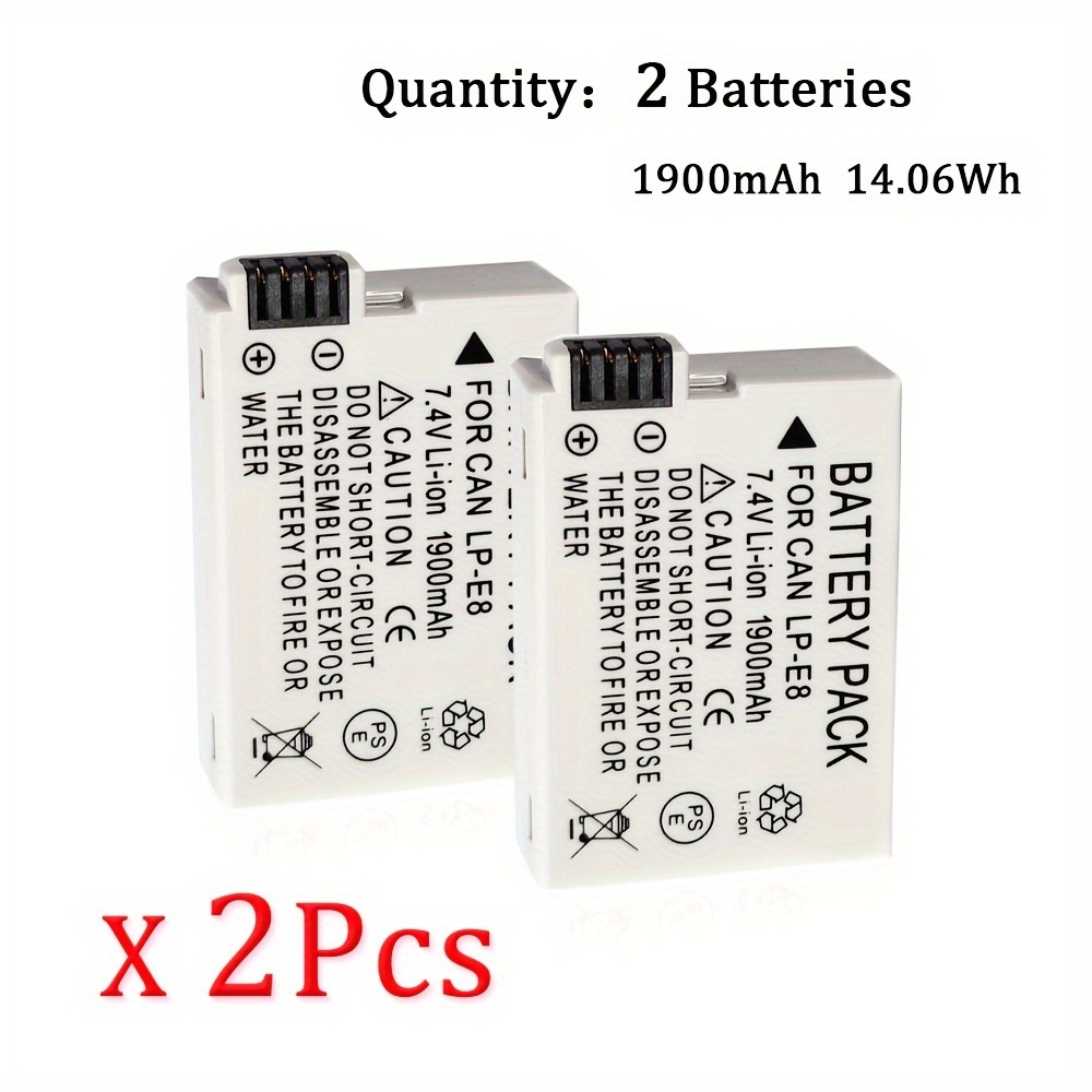 Kit Llano LP-E8 Con 2 Batterie E Caricabatterie Rapido USB-C 18W Per Canon EOS 600D, 700D, 650D, Rebel T2i/T3i/T4i – Display Digitale E Coperchio Magnetico