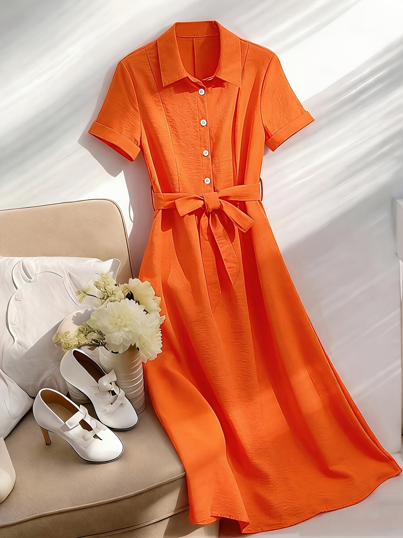 orange dresses sold on Temu United States