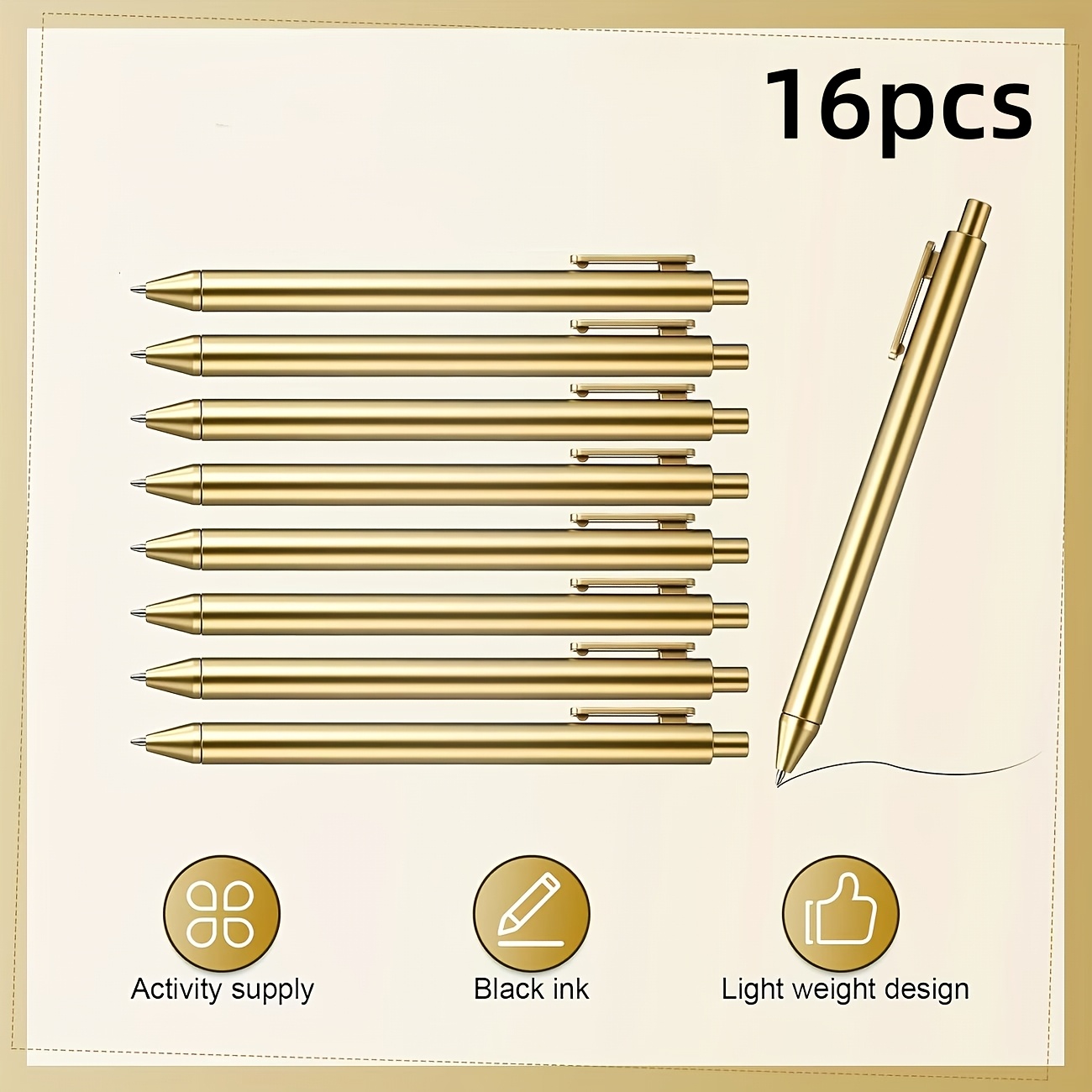 Image of 16 Luxury Ballpoint Pens, Equipped With Batch Expandable Black Ink. A Smooth Ballpoint Pen Suitable For Weddings, Bridal Parties, Business Offices, Students, Teachers, Schools, Diaries, And Gifts