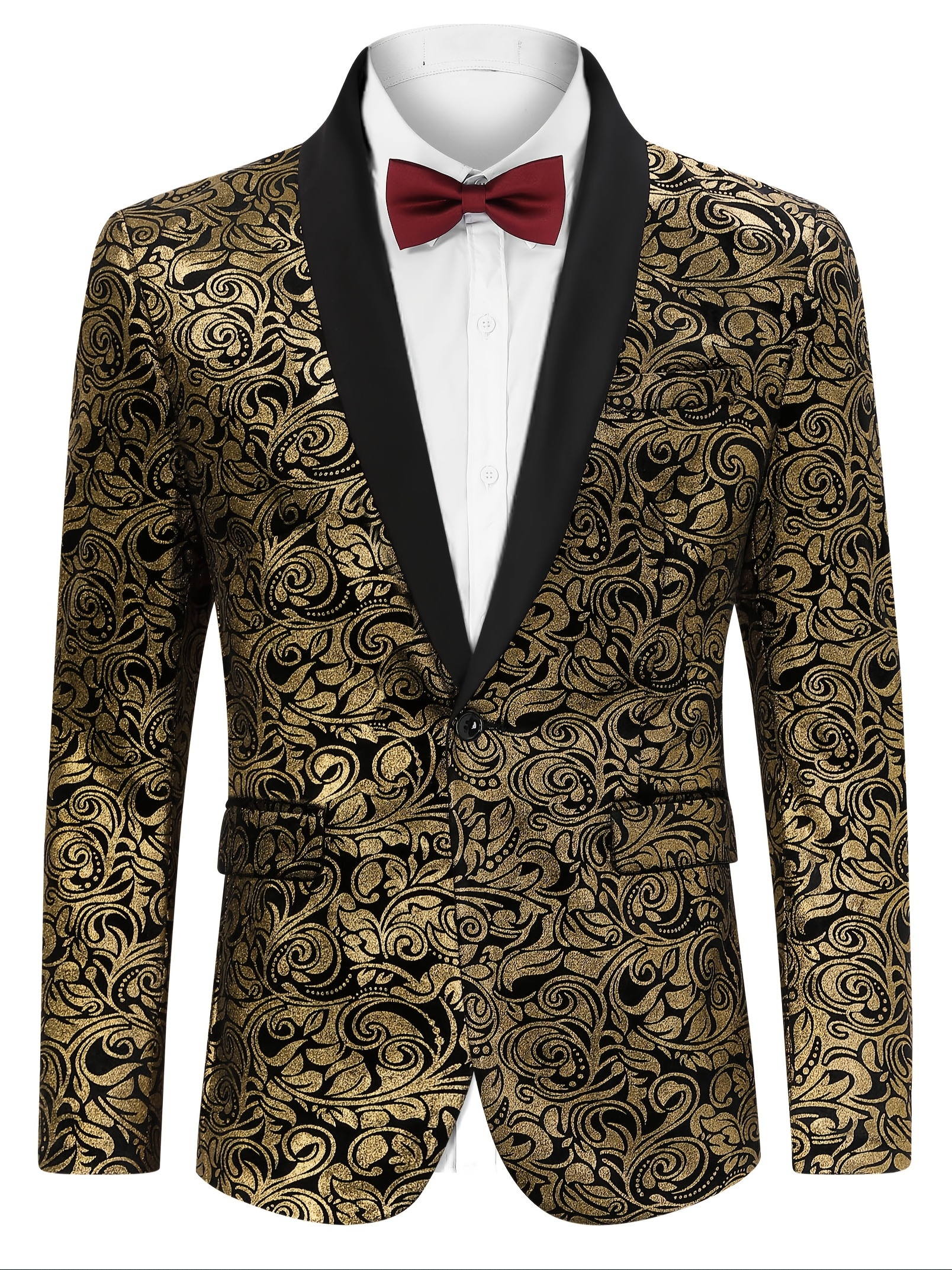 jaqueta de smoking floral masculina, de casual de um botão para