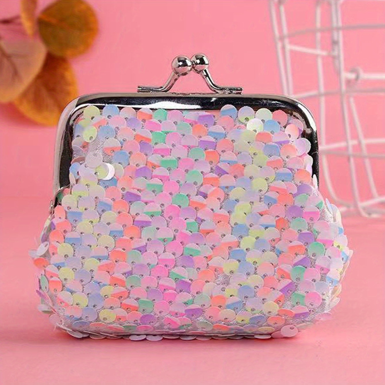 TEMU Portefeuille à monnaie double face coloré, mini sac à monnaie, parfait pour ranger de l'argent liquide, des clés et de petits objets, ce qui un