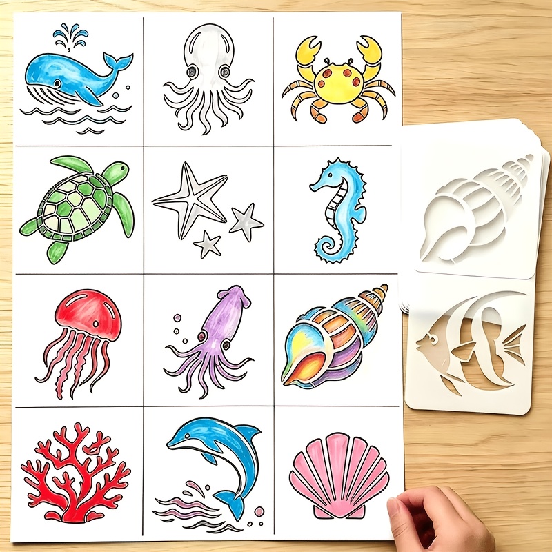16 Reusable Marine Life Stencils for DIY Crafts