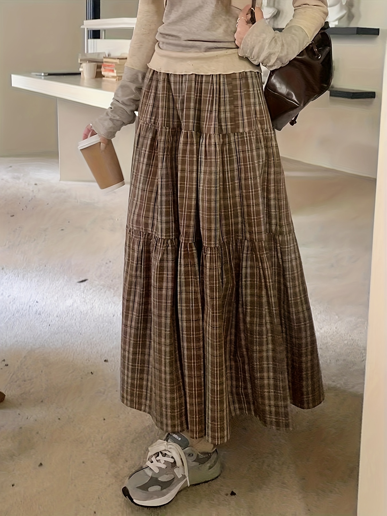 スカート DIMANCHE Checkered ribbon long skirt Amazon.com: SHENHE Women's Gingham Skirt High Waist Lace