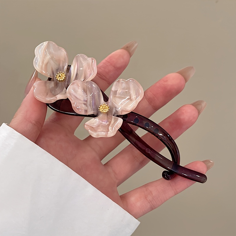 set of 4   twist clips made from stylish vinegar material simple hairpins for women suitable for updos at the back of     everyday and casual wear Product details 0
