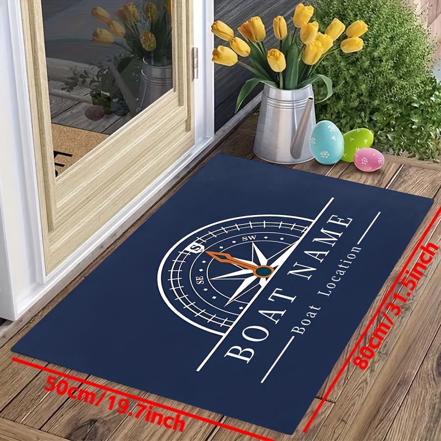 TEMU 1pc Personalized Welcome Door Mat | Customized Family Name Rug With Anti-slip Silica Gel Bottom For Living Room, Bedroom, Bathroom - Soft,