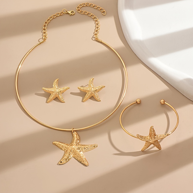 4pcs Minimalist Vacation Jewelry Set with Starfish Design