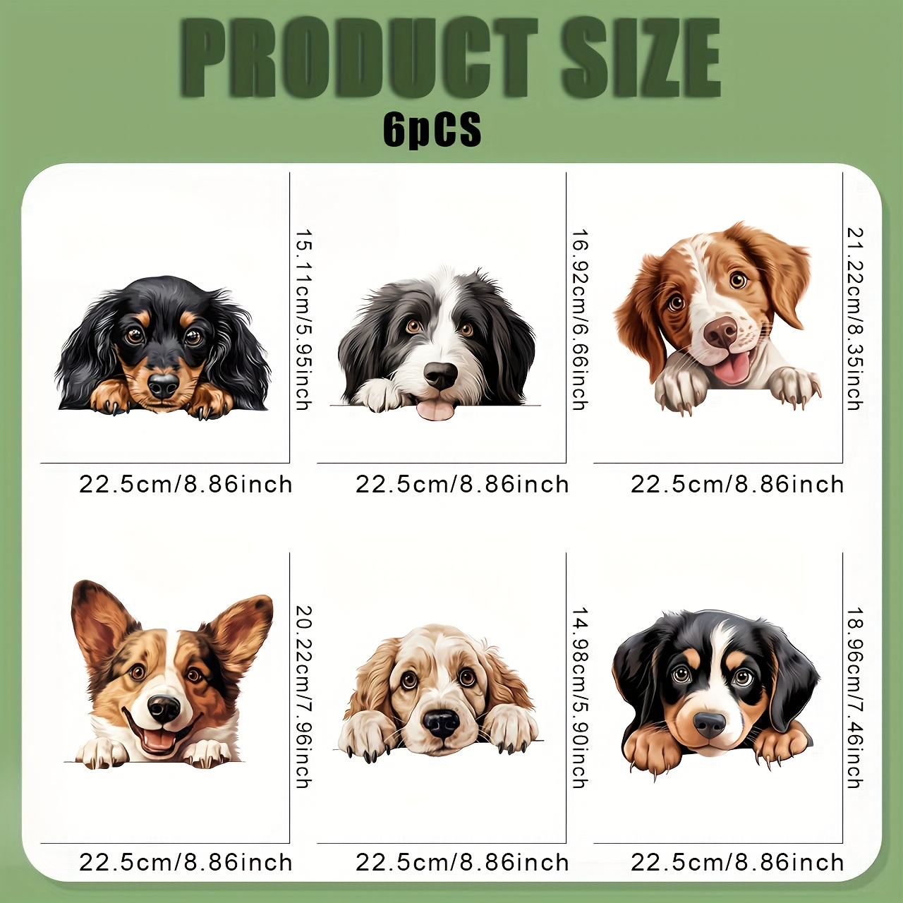 TEMU 6 Piezas de Calcomanías DTF Lavables para Perros, Diseño Transferible sin Plancha para Camisetas, Mascarillas y Mochilas