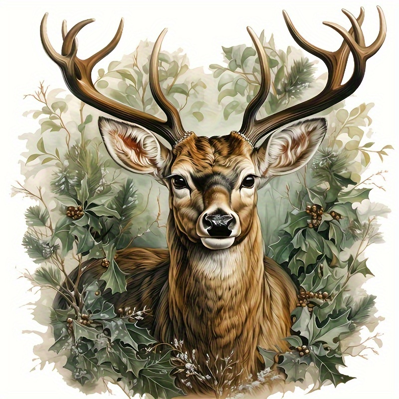 

1pc 5d Diy Diamond Painting Kit, Reindeer Acrylic Round Animal Theme Embroidery Stitch Art Craft For Wall Decor Surprise Gift