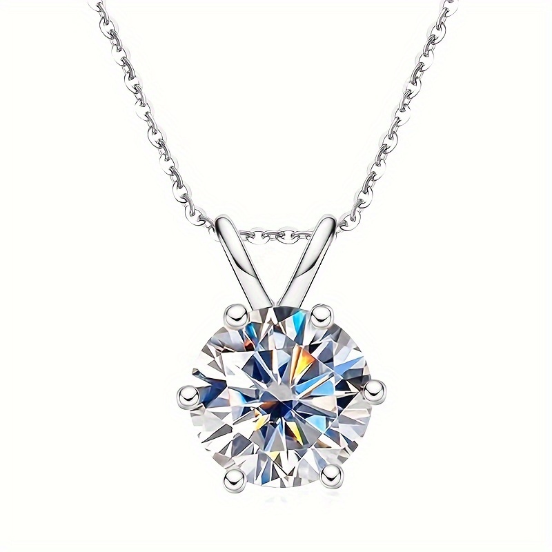 

1/3/5 Carat Moissanite Necklace For Women Claw S925 Silver Pendant