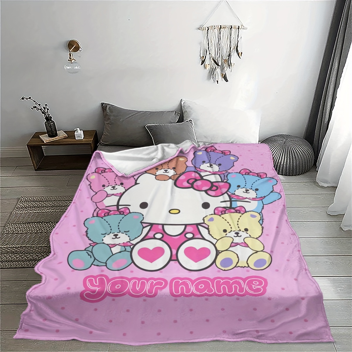 cute cartoon   text customized blanket warm and comfortable flannel blanket decorative blanket for room decoration gift blanket suitable for   details 3