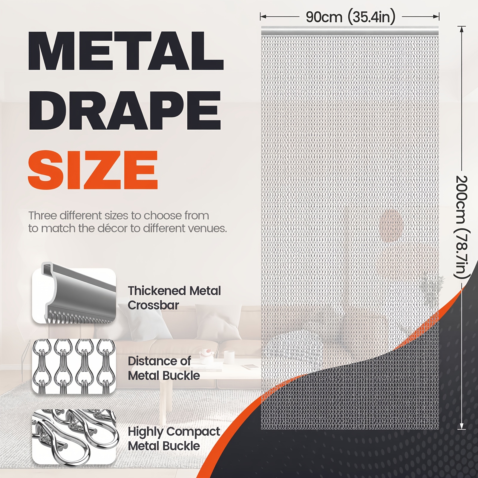 Image of Aluminum Chain Door Curtain, Breathable Mesh Screen For Anti-mosquito, Versatile Room Divider For Indoor And Outdoor Use, , Ideal For Home, Shop, Office, Patio, And Entrance Decoration