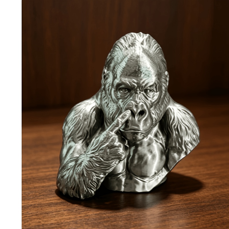 3D Printed Gorilla Bust, Realistic Gorilla Decor Sculpture
