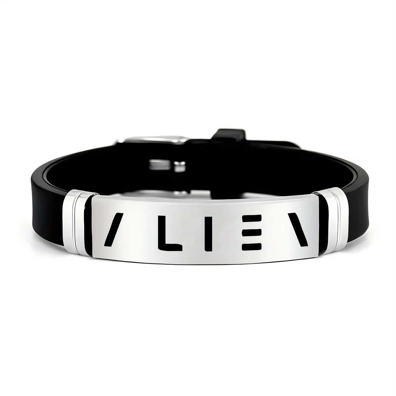 E-shop Armband mit -Text-Design, -Stil Unisex-Accessoire, 202 Edelstahl & Silikon Armband – Perfektes Geschenk für -