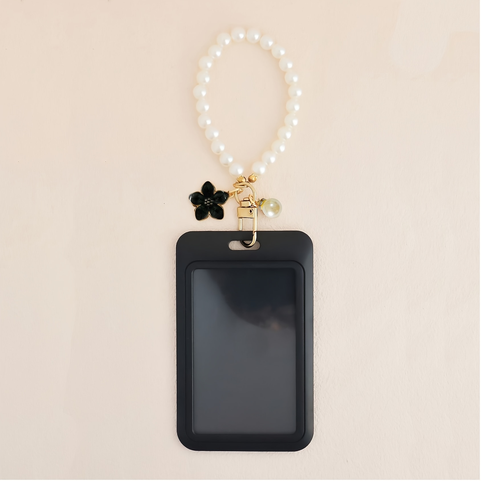 TEMU Porte-badge nominatif étudiant 1 pièce avec lanière à fleur de perle et poche pour carte d'identité. utilisé pour d'identité, et les porte-clés,