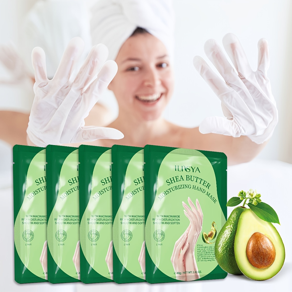 

5 Pair Shea Butter Moisturizing Hand Mask With Niacinamide, Moisturize And Nourish Dry Hands, Soften Your Rough Hands