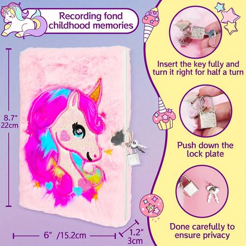 165 pcs unicorn stationery set supplies for teen girls diy journals kit plush notebook with lock art crafts birthday present ideal for kid ages 8 11 12 years old