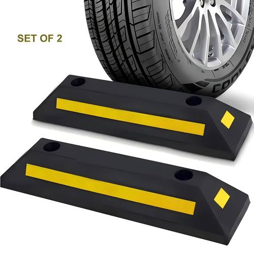 item picture car wheel stops for garage heavy duty rubber parking guide 12 4 2 1pc durable car for garage wheel stopper park with reflective yellow tape curb adjustable for of vehicles for garage parking stops