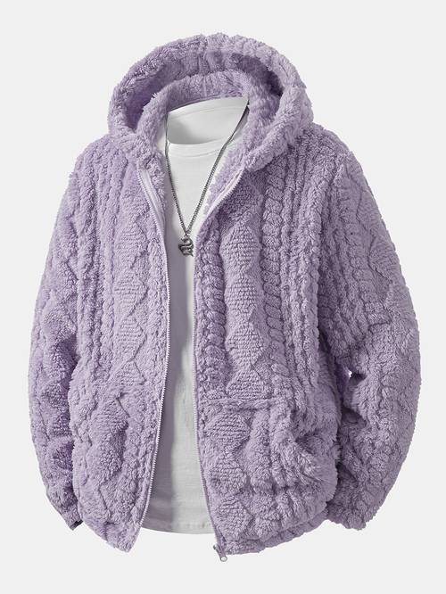 item picture autumn winter mens jacquard plush zipper cardigan hooded sweatshirt jacket coat cardigan sweatshirt hooded warm sweatshirt soft and comfortable fabric