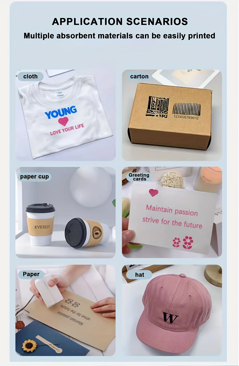 1 set printpods mini handheld label printer mini wireless intelligent printer logo barcode creative diy tattoo printer christmas halloween sticker patterns details 2
