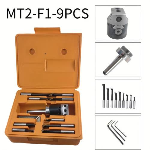imagen del artículo juego de escariadores 1 - 2 pulgadas con varillas mt2, mt3, mt4 y r8 estándar | completa de escariadores precisión para torno mecánico, herramientas de torneado manual y motorizado, brocas y repuestos