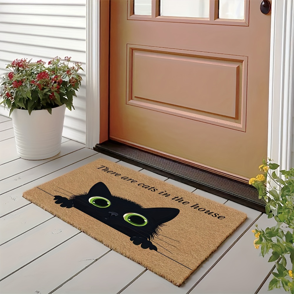 

Black Cat Cartoon Outdoor Mat - , Stain-resistant & Easy To Clean With Non-slip Tpr Backing - Doorways, Patios & Yards