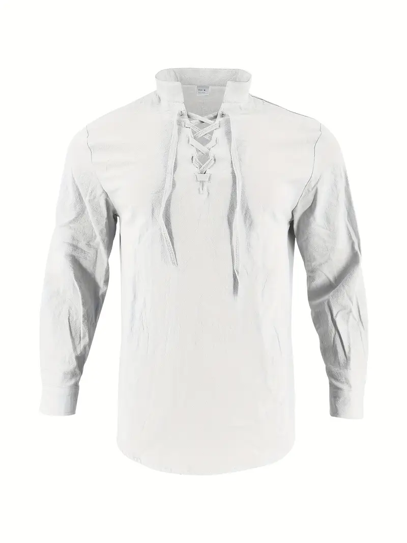 mens elegant linen v neck long sleeve t shirt with cross strap detail breathable regular fit for casual outdoor evening wear spring summer fall versatile top casual wear tee tshirt linen fabric t shirts Product details 18